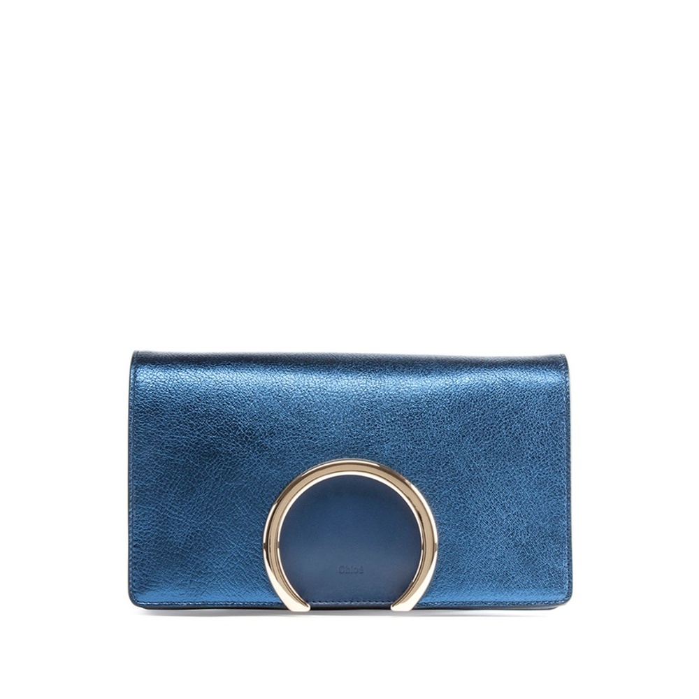 CHLOE Gabrielle Metallic Blue Clutch